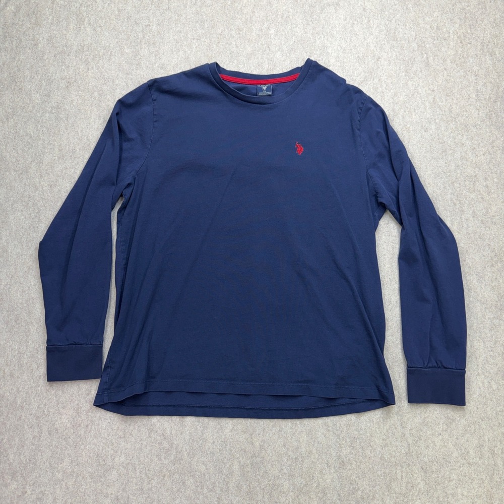 U.S. Polo T-Shirt Mens XL Long Sleeve Blue Crewneck Preppy Americana Classic
